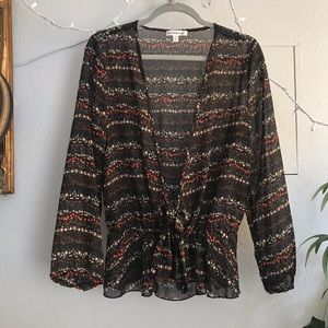 Roommates Black Floral V Neck Blouse